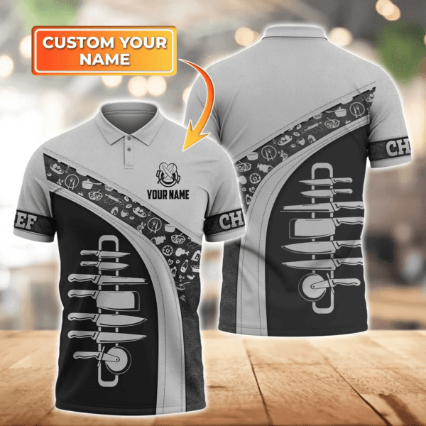 Personalized Name 3D Chef Polo Shirt, Gift for Master chef