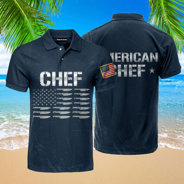 American Chef Polo Shirt For Men, Gift for Master chef, Best Chef gift, cooking gift, cooking shirt - Image 2