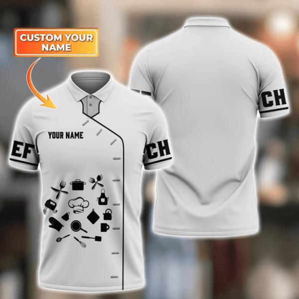 Personalized name Chef Polo Shirt for men, Custom Cooking polo shirt, Gift For Master Chef - Image 2