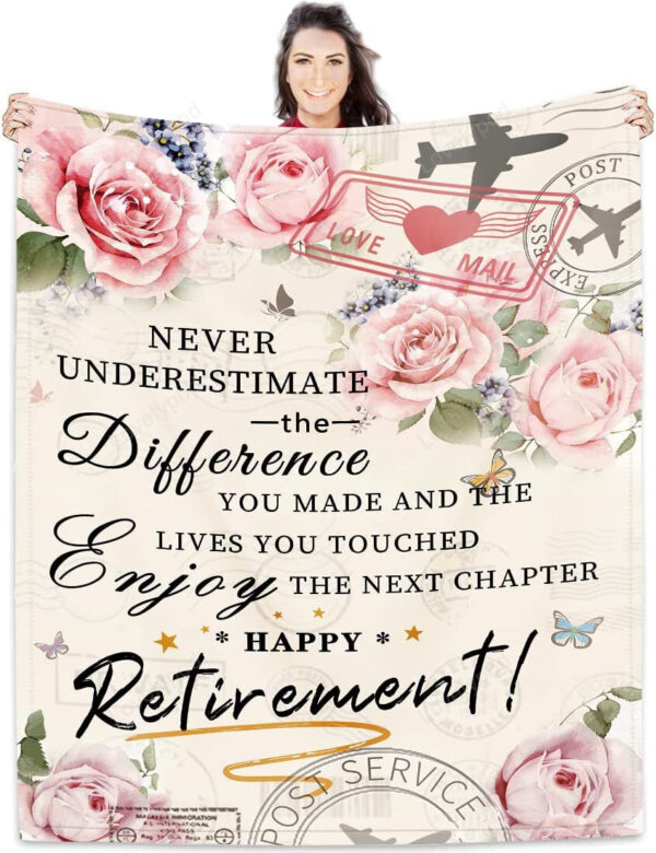 Retirement Gifts for Women, Retirement Blankets for Female Mom Wife Grandma Nurses Friends Coworkers - Image 2