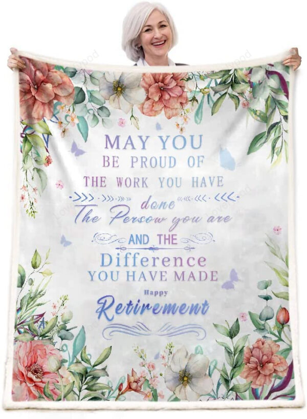 Retirement Gifts for Women Throw Blanket, Happy Retirement Gifts for Teachers Nurses Mom Grandma Friend, Gifts for Coworkers - Image 2