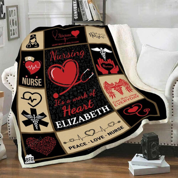 Best Family Gifts Its A Work of Heart, Customized Nurse Blanket, Medical Professionals Technicians Staff - Image 2