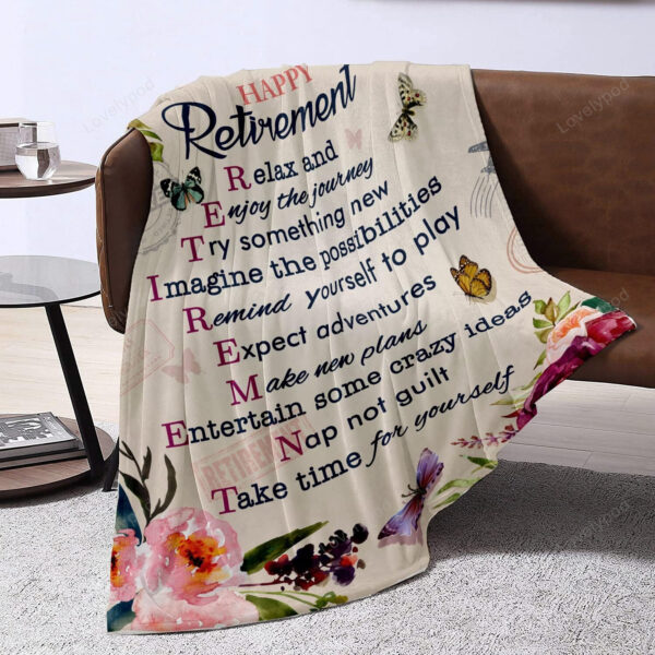 Happy Retirement Gifts for Women 2023, Gifts for Friends,Teachers,Nurses Soft Fleece Throw Blankets for Home Bed Sofa - Image 3