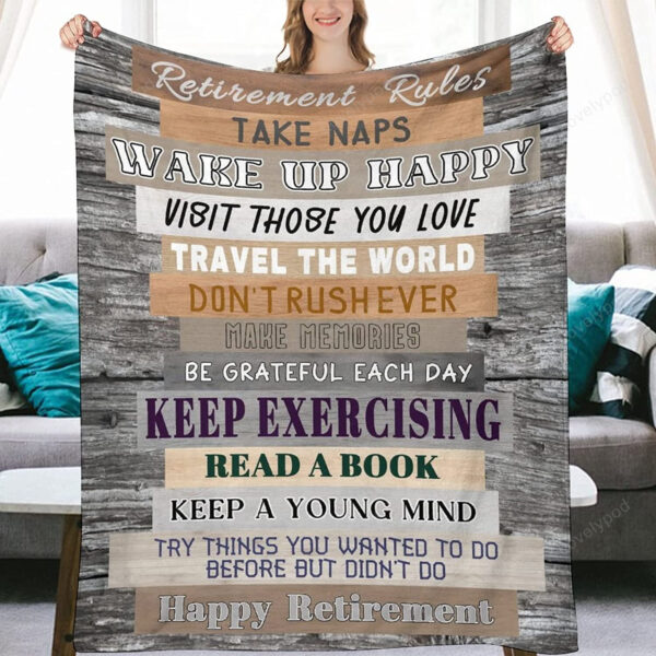 Retirement Gifts for Men, Retirement Blanket, Happy Retirement Gifts for Nurses Teachers Coworker Friend Grandpa Dad - Image 3