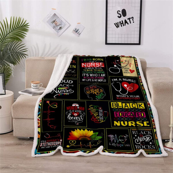 Nurse Gifts Black Nurses Week Gifts Throw Blanket, Retirement Gifts, RN Gifts for Black Nurses, Nurse Gifts for Women - Image 5