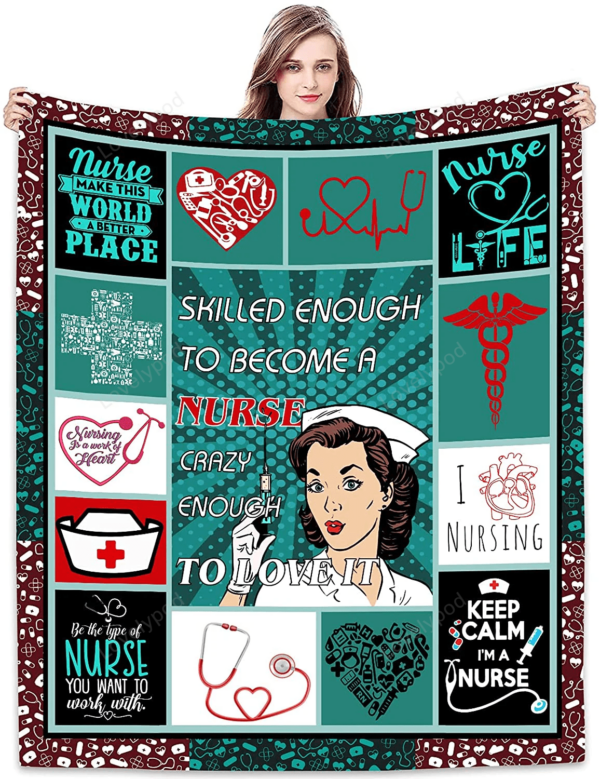 Birthday Gifts for Nurse Women Coworker Throw Blankets, Retirement Nurse Practitioner Costume Adults for Christmas International Nurses Day - Image 2