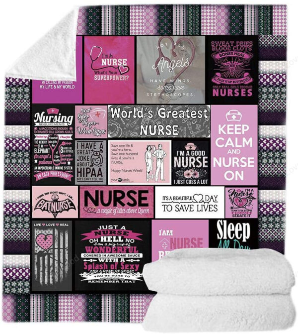 Gifts for Women Nurses, Ultra Soft Nurse Theme Blanket Microfiber Plush Sherpa Blanket - Image 2