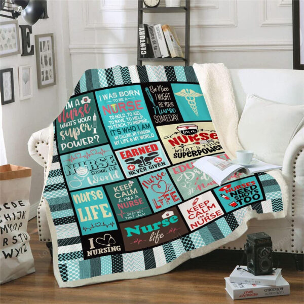 Nurse Gift Theme Blanket Super Soft Sherpa Throw Blanket for Couch and Sofa Gifts for Women Nurses Fluffy Warm Quilt