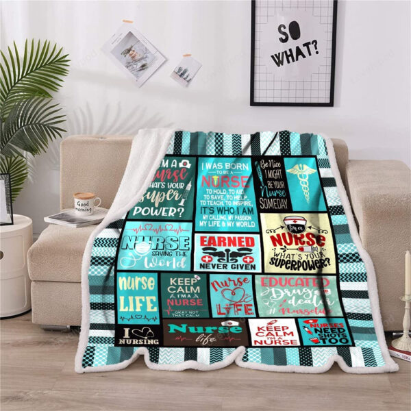 Nurse Gift Theme Blanket Super Soft Sherpa Throw Blanket for Couch and Sofa Gifts for Women Nurses Fluffy Warm Quilt - Image 2