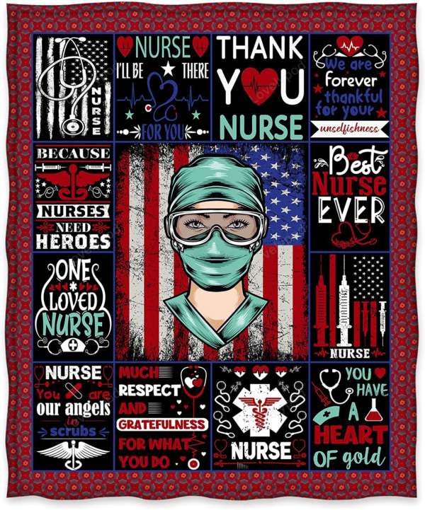 Nurse Theme Blanket, Nurse Gifts for Women, Nurses Week, Birthday, Christmas, Soft Throw Blanket for Home Decoration - Image 2