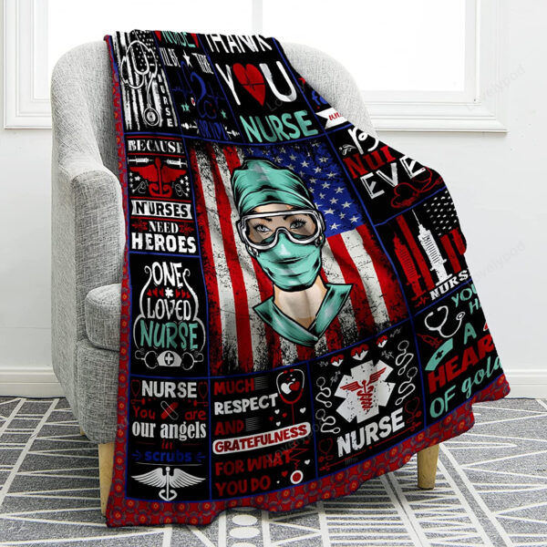 Nurse Theme Blanket, Nurse Gifts for Women, Nurses Week, Birthday, Christmas, Soft Throw Blanket for Home Decoration - Image 3