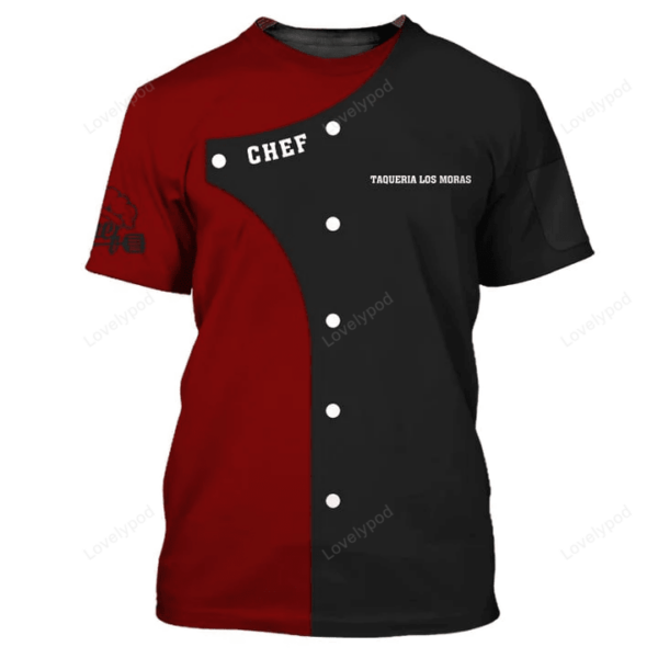 Chef Personalized Tee Shirt, Chef Apparel Chef Wear Cook Shirts Chef Uniform Black & Red