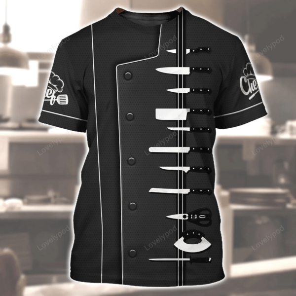 Personalized Chef 3D all over printed, Men's Chef Apparel, Chef Wear Cook Shirts, Chef Uniform