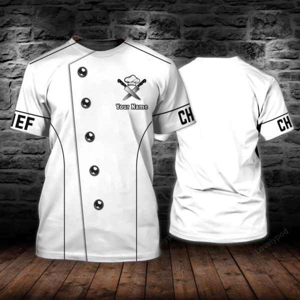 Personalized White T-Shirt For Master Chef, Funny Chef Shirts, Men Chef Shirt