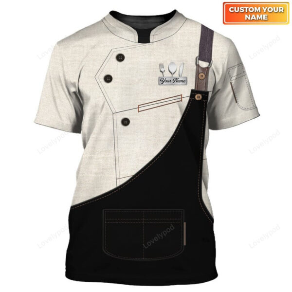 Latest Chef T Shirts, Custom Name White Tee Shirt, Men's chef 3D shirt - Image 6