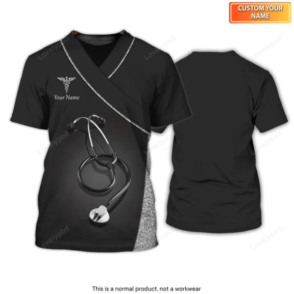 Silver Luxury Medical Uniform Women and Man T-shirt For Nurses, Custom Nursing Tshirt - Image 2