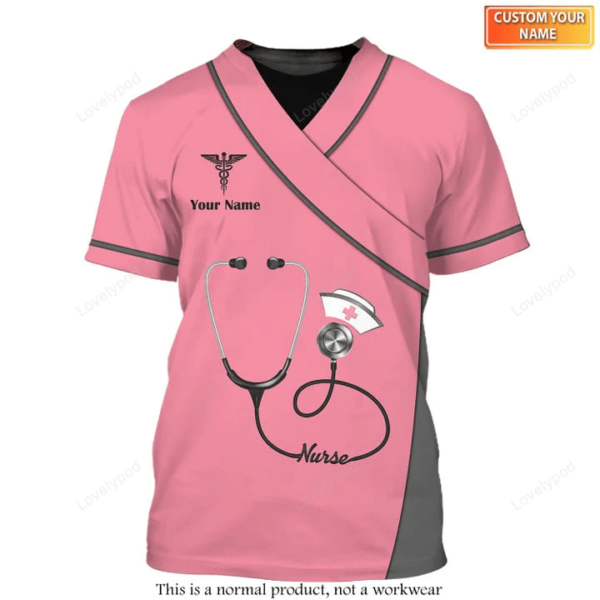 Personalized name Nurse 3D T-shirt, Pink Luxury Medical Uniform, Women and Man T-shirt For Nurses, Gift for Nurse