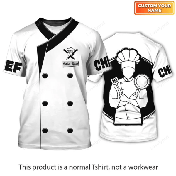 Chef Personalized T-Shirt, Chef Apparel Chef Wear Cook Shirts, Chef Uniform Black & White