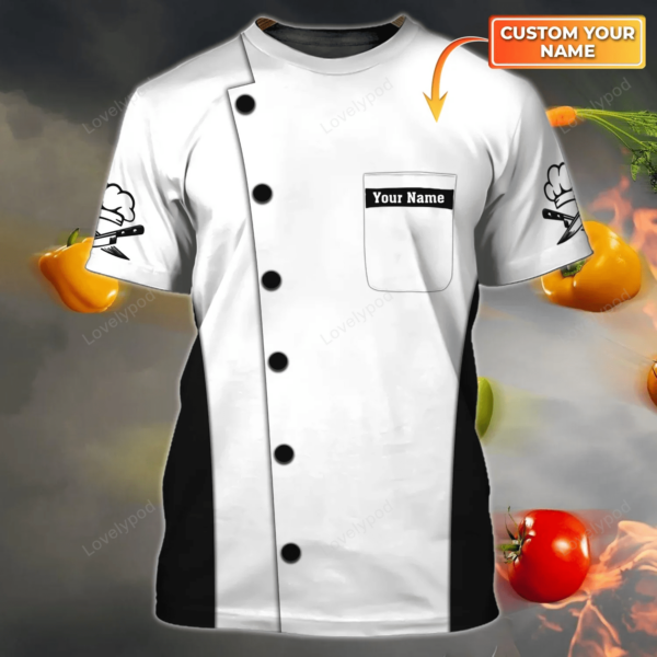 Personalized White T-Shirt For Master Chef, Funny Chef Shirts, Men Chef Shirt - Image 3