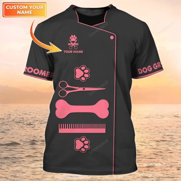 Dog Groomer Tools Tee Shirt Groomer Pesonalized T-Shirt Grooming Apparel - Image 2