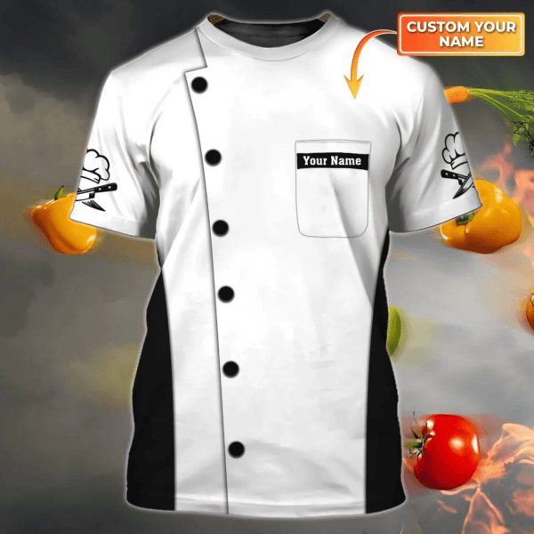 Custom Name 3D T-shirt For Master Chef, Chef Clothing, Chef Custom Tshirt, Chef Uniforms - Image 2