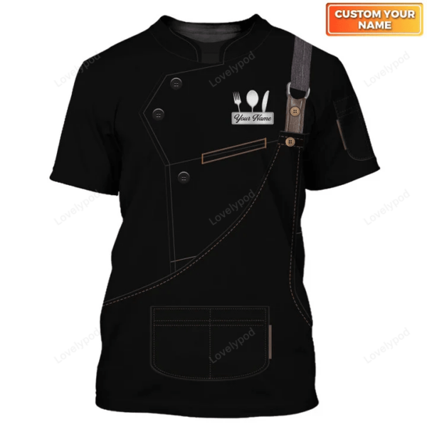 Chef Knife Personalized T-Shirt Black & Orange Cook Tee Shirts - Image 4