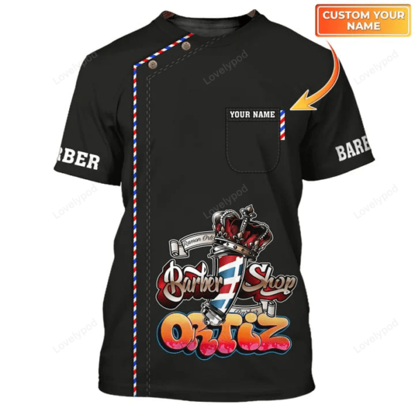 Ortiz Barber Shop T Shirt , Barber Personalized Tee Shirt