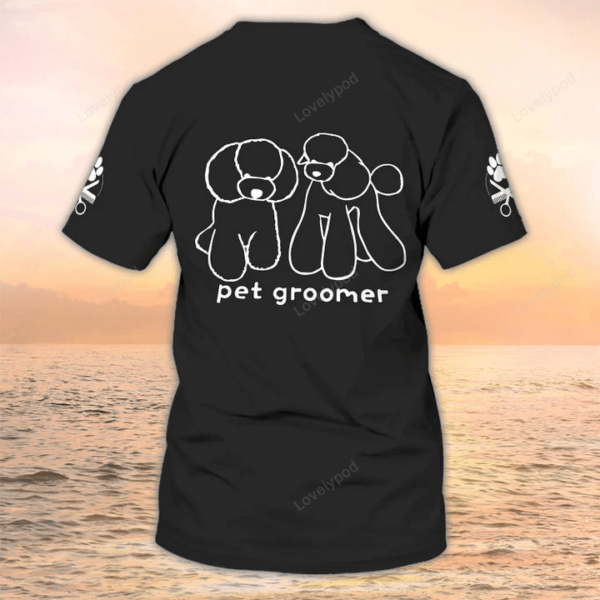 Pet Groomer T-shirt, Grooming Custom Shirts, Pet Salon Uniform Black - Image 2