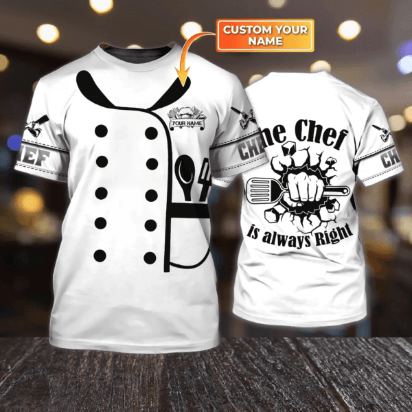 Custom Name 3D T-shirt For Master Chef, Chef Clothing, Chef Custom Tshirt, Chef Uniforms - Image 4