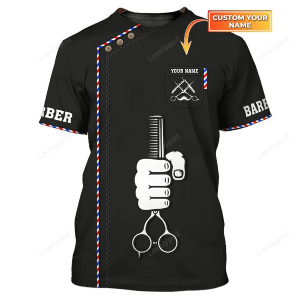 Barber Apparel, Custom Barber Shop Shirt, Black Barber Uniform