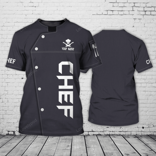 Personalized 3D Black T Shirt For A Chef, Chef Friend Gifts, Present To Dad Chef - Image 2