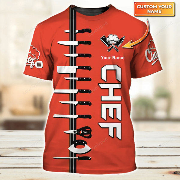 Custom Name 3D T Shirt For Master Chef, Dad Chef Shirt, Present To Master Chef, Shirt For Chef - Image 4