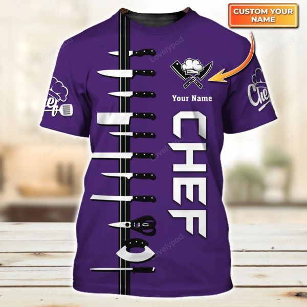 Custom Name 3D T Shirt For Master Chef, Dad Chef Shirt, Present To Master Chef, Shirt For Chef - Image 5