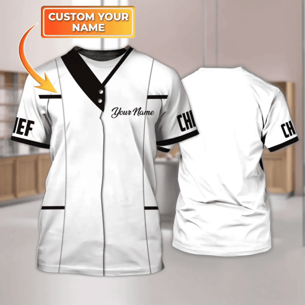 Personalized White T-Shirt For Master Chef, Chef Clothing, Chef Custom Tshirt, Chef Uniforms - Image 6