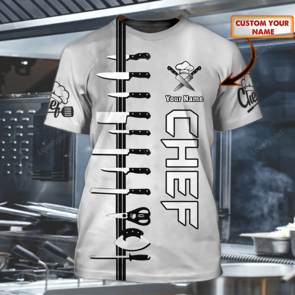 Custom Name 3D T Shirt For Master Chef, Dad Chef Shirt, Present To Master Chef, Shirt For Chef - Image 6