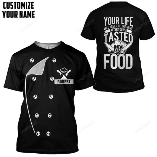 3D Chef Black Uniform Sous Chef Custom Name T-shirt Hoodie Apparel