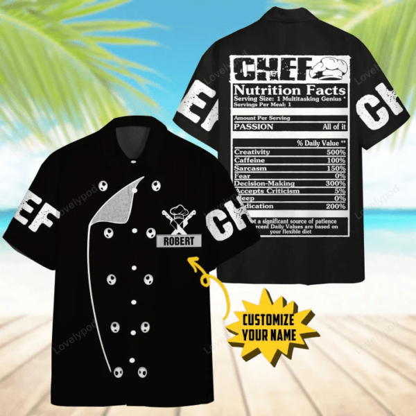 3D Chef Black Uniform Sous Chef Custom Name T-shirt Hoodie Apparel - Image 2