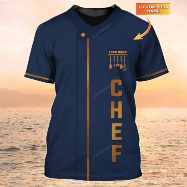 Personalized Name Chef 3D T Shirt Chef Shirt, Cook Chef Uniform Special Chef Design - Image 2