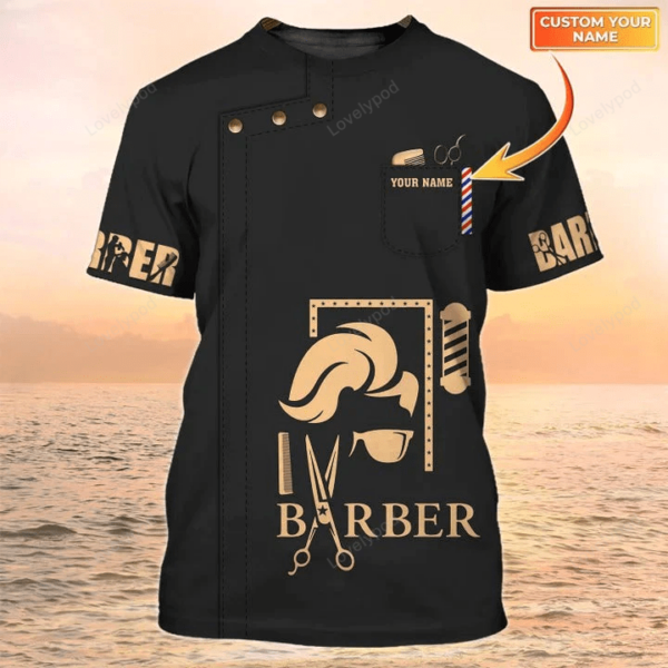 Personalized Barber Men Shirt, Women Barber Tshirt, Black Shirt Barber Shop Uniform, Barber Gifts - Image 2