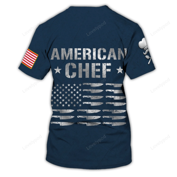 American Chef 3D All over print, Personalized Name Chef 3D T-shirt, Cooking Shirt, 3D gift for men - Image 2