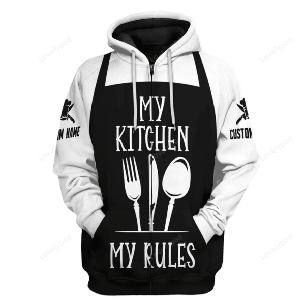 3D Chef Rules Custom Name T-shirt Hoodie Apparel, Custom Chef Cook Gift - Image 4