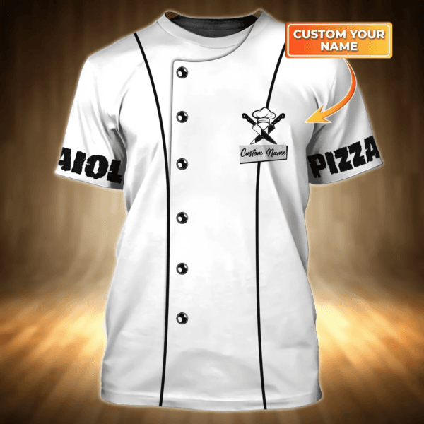 Pizzaiolo Personalized Name 3D Tshirt, Christmas gift for Chef - Image 2