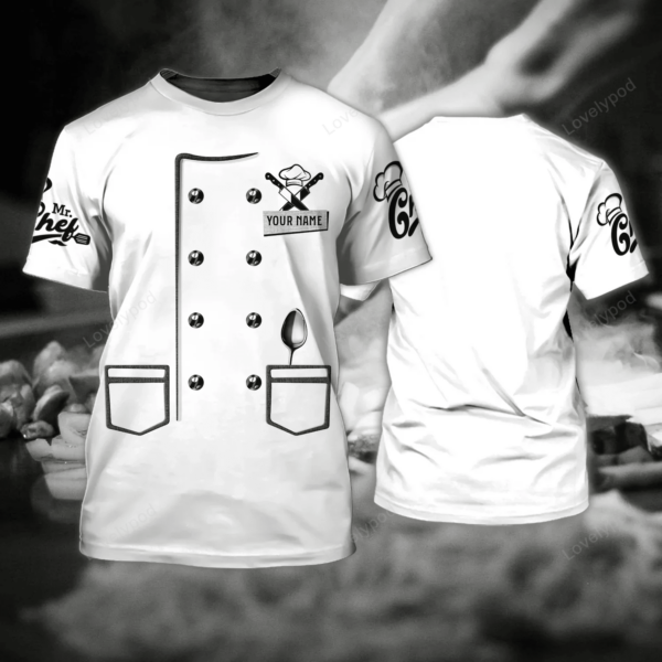 Chef T-Shirt For Men, Personalized Name 3D T-shirt, Gift for chef