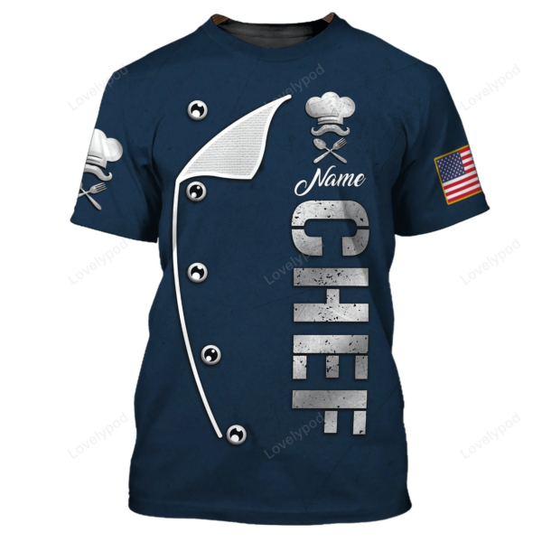 American Chef 3D All over print, Personalized Name Chef 3D T-shirt, Cooking Shirt, 3D gift for men - Image 3