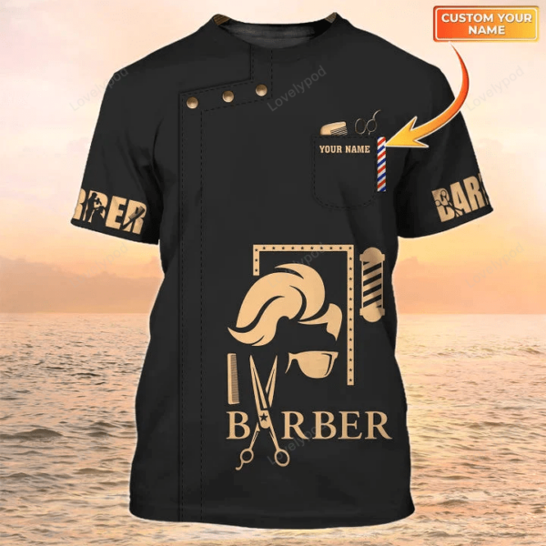 Personalized name Barber 3D Shirt Classic Barber Uniform, Barber Clothing, Gift for barber - Image 5