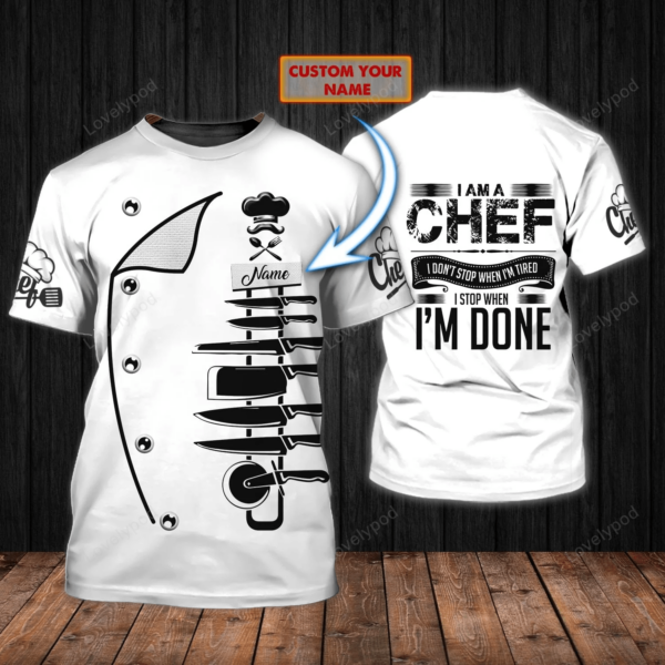 Personalized Name 3D T-shirt For Men, Custom Chef Cook Gift, Father's Day Gift, Gift For Chef - Image 3