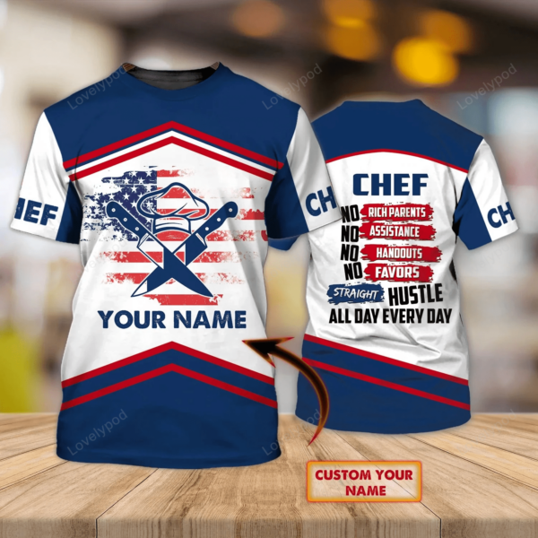 Personalized name Chef 3D black all over printed , Chef T-Shirt For Men - Image 5