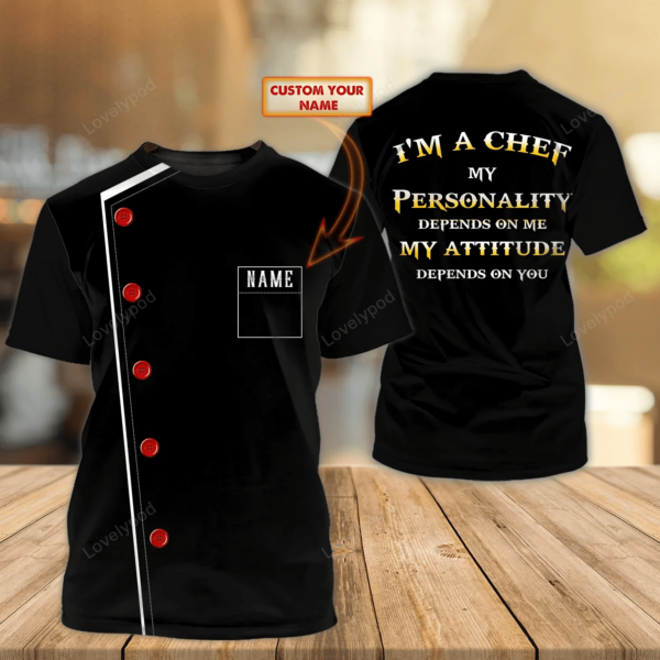 Personalized Name Chef, Cook black 3D all over printed new2, gift for Chef