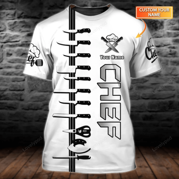 Personalized Name 3D T-shirt For Men, Custom Chef Cook Gift, Father's Day Gift, Gift For Chef - Image 7