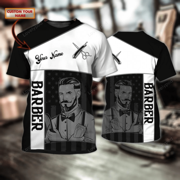 Barber 3D All Over Printed, Personalized Name Barber Men's 3D shirt - Image 2